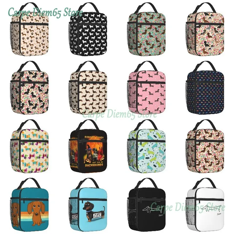 

Dachshund Sausage Dog Resuable Lunch Box Women Puppy Lovers Thermal Cooler Food Insulated Lunch Bag School Children Student