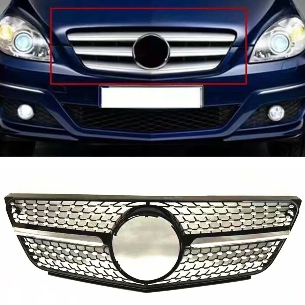 

1x Diamond Look Front Grille Fit for 2009-2011 Benz Class W245 B160 B180 B200