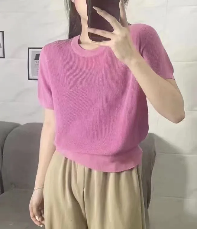 

Однотонные Летние повседневные Короткие рукава с круглым вырезом