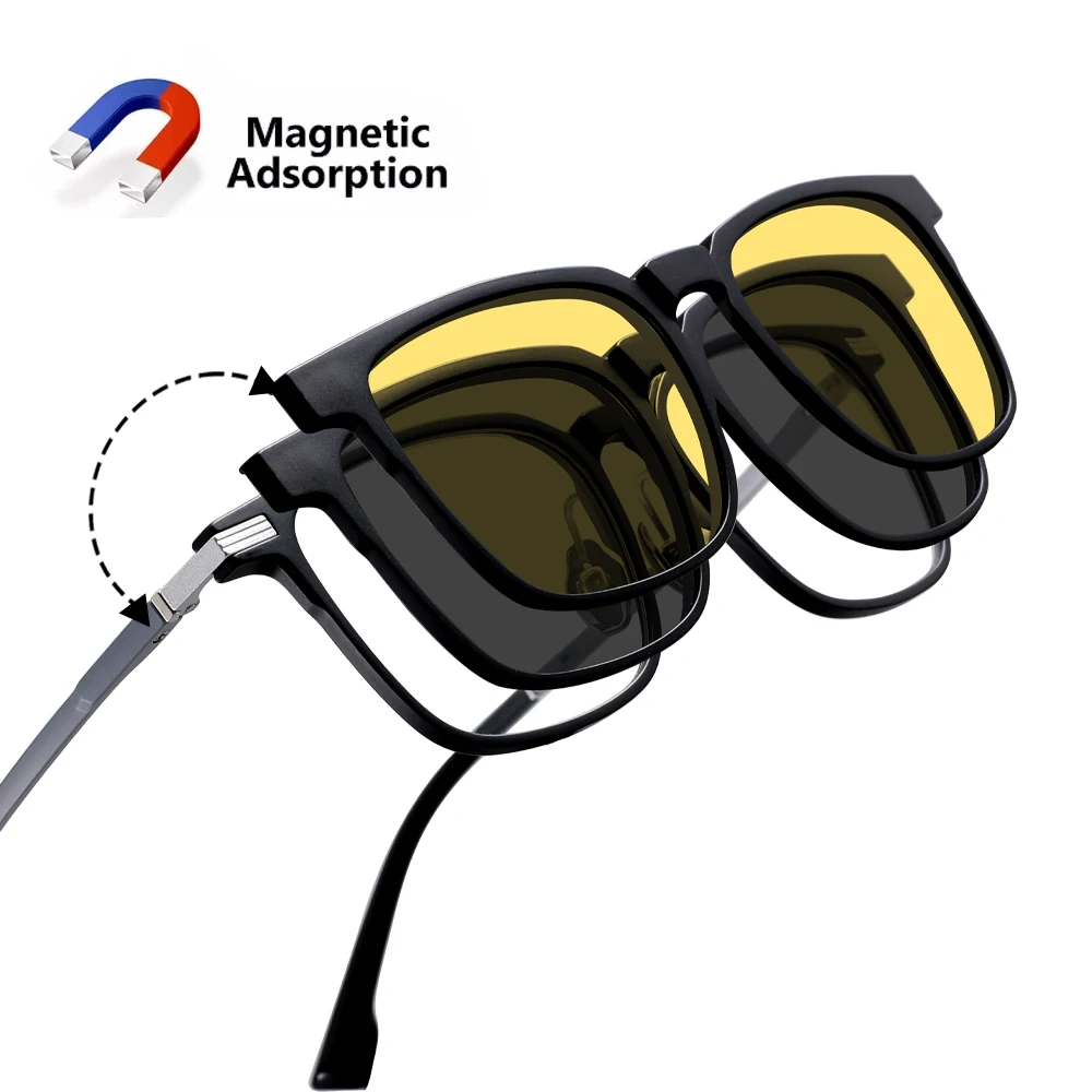 SZTZX 3 в 1 очки для близорукости с магнитной клипсой мужские поляризационные