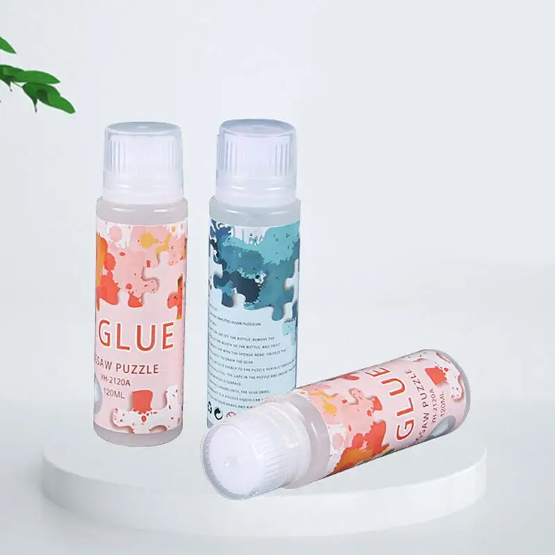 

Puzzle Saver Glue Jigsaw Puzzle Glue With Sponge Applicator 120ML Easy To Apply Gloss Finish Quick Dry Glue For Paper And Wood