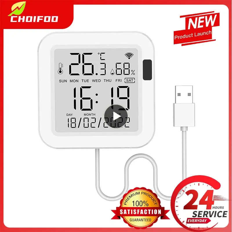 

Wifi Temperature Sensor Intelligent Linkage Time Tuya Humidity Sensor With Lcd Screen Display Remote Monitoring Switch Usb Power