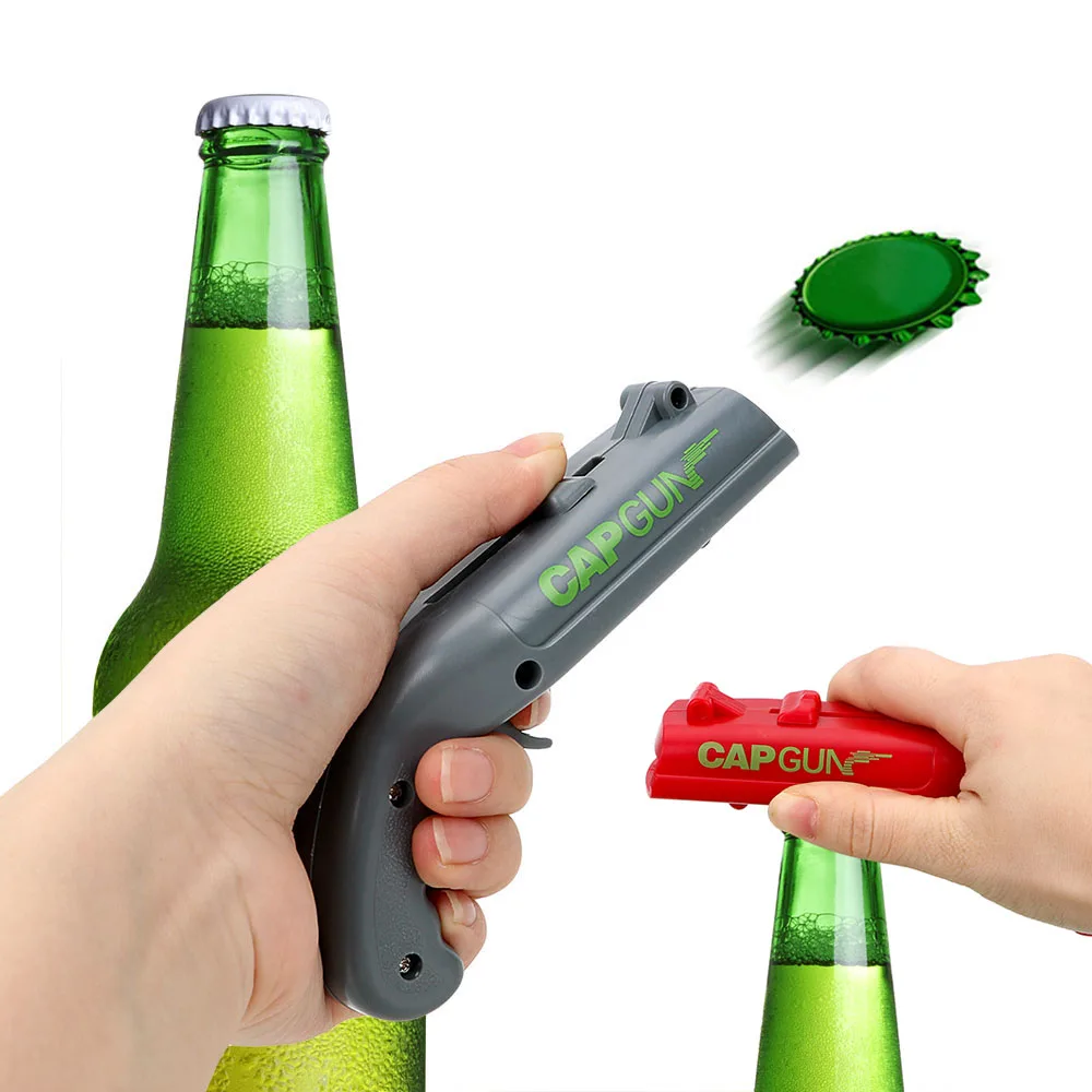 

HILIFE Bar Tool Can Openers Spring Cap Catapult Launcher Gun shape Creative Beer Bottle Opener Drink Opening Shooter