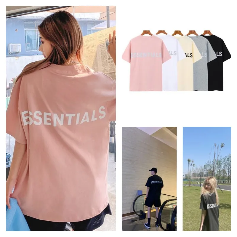 

ESSENTIALS Fashion Men's Reflective Loose Short Sleeve Brand Designer High Street Couple High Street T-shirt Women's Top
