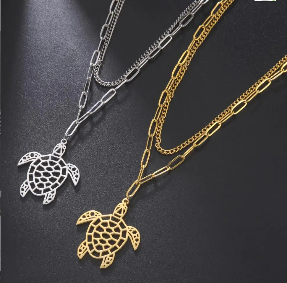 

1PC Animal Necklace for Men Women Stainless Steel Turtle Pendant Necklace Jewelry Gift Birthday Gift Wholesale F1155