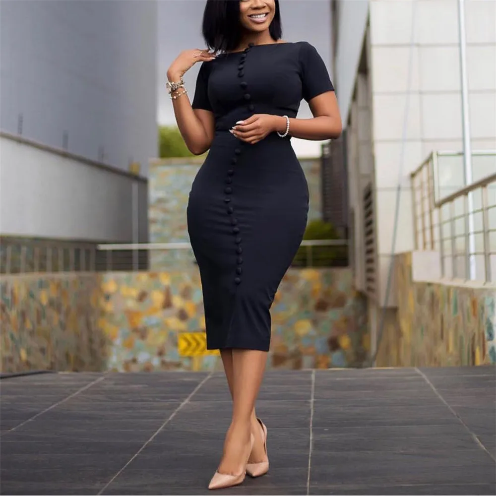 

Женское модное платье, элегантное платье с запахом, облегающее бедра, с пуговицами в один ряд, с коротким рукавом, для женщин, Африка 2022