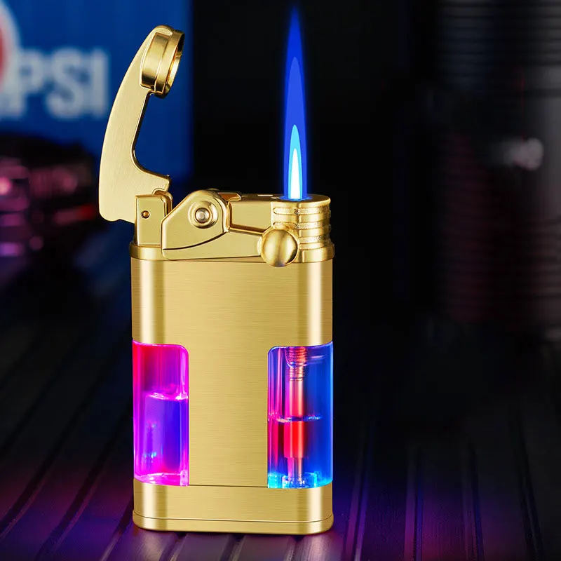 

Cool Personality Lighter Rocker Electronic Ignition Windproof Flame Inflatable Igniter Metal Cigarette Lighter