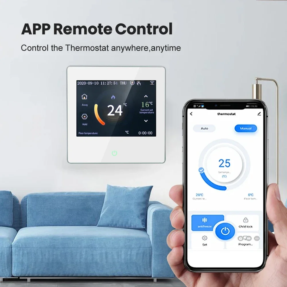 Умный беспроводной термостат Tuya Wi-Fi контроллер для нагрева воды/электрического