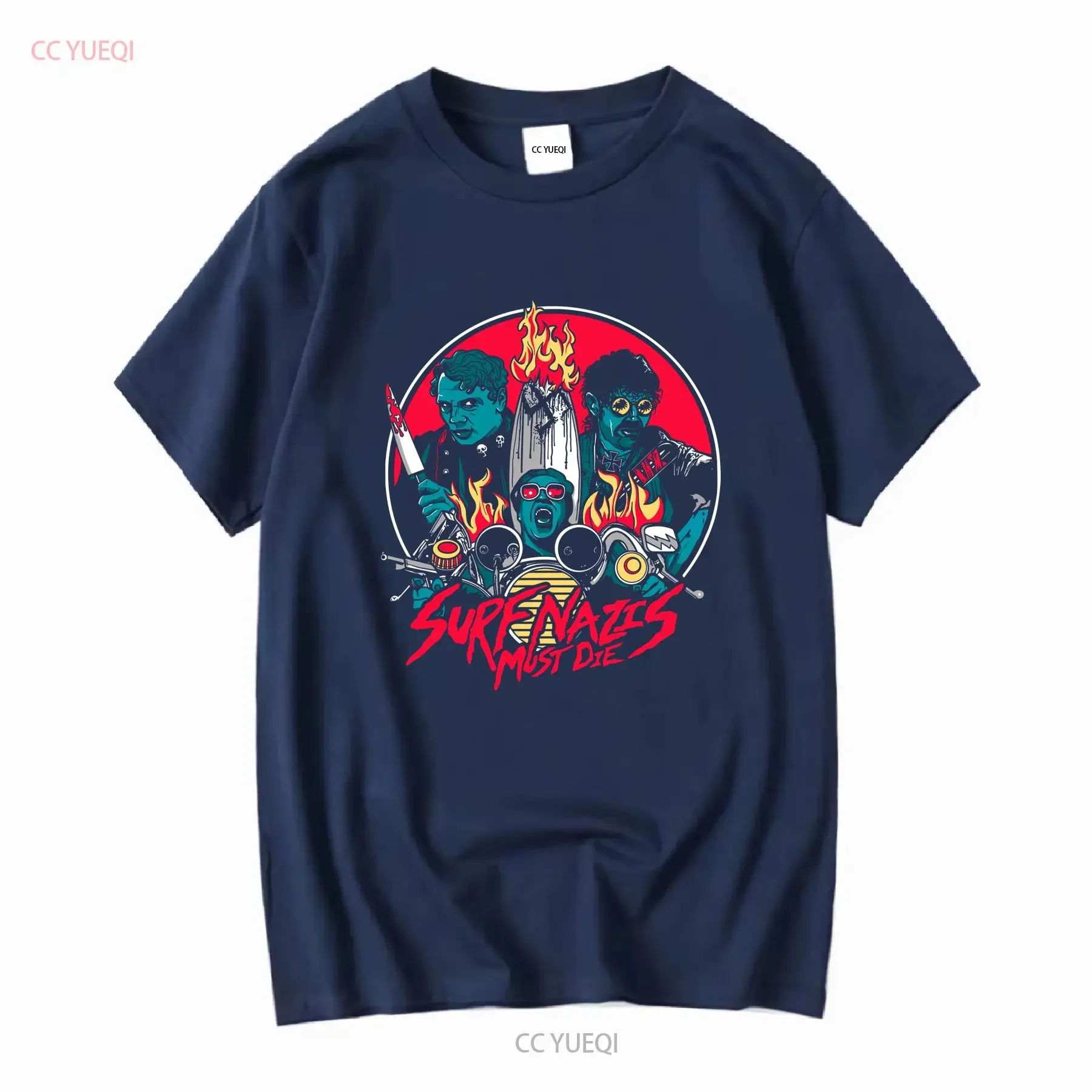 Фото Эксклюзивная футболка Surf Nazis Must Die с длинными или короткими рукавами, винтажная, с эффектом потертости, унисекс, стильная, модная, с графическим принтом, универсальная. №4