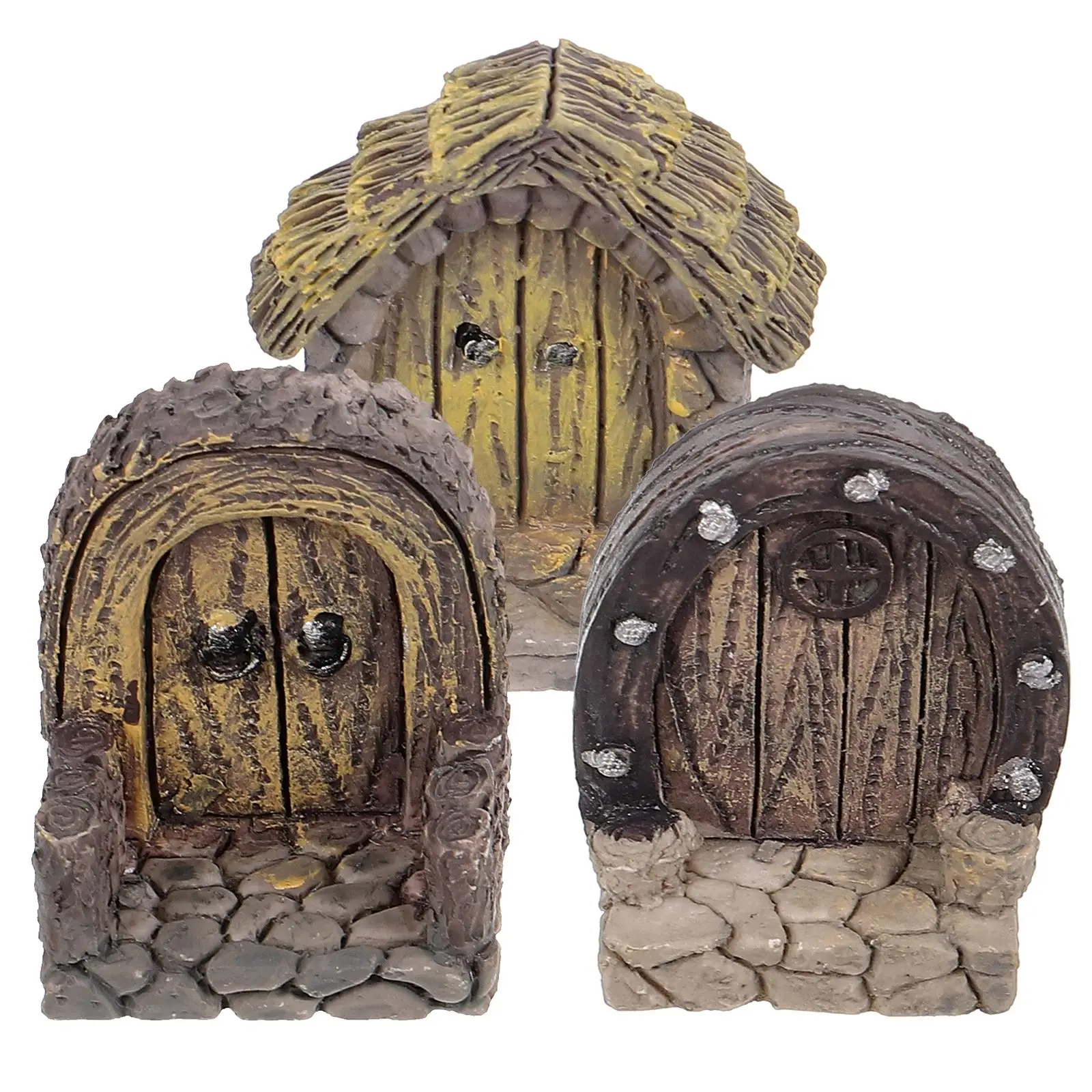 

3pcs Mini Door Fairy Garden Accessories Miniature Door Fairy Garden Tree Door
