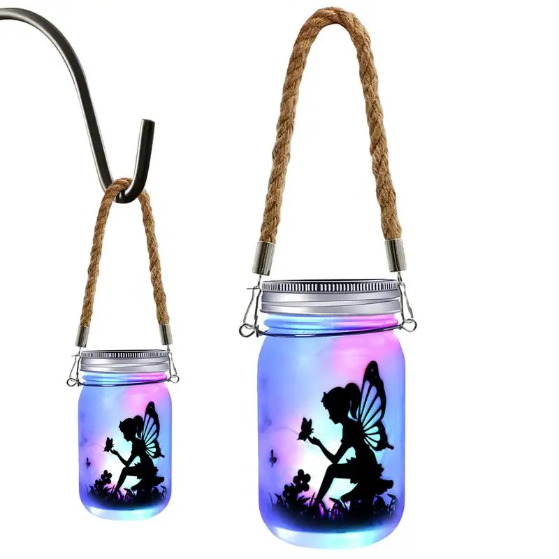 

Hanging Mason Jar Solar Lights 2 Pieces Outdoor Fairy Solar Lights Hanging Glass Solar Mason Jar Lights For Table Yard Garden
