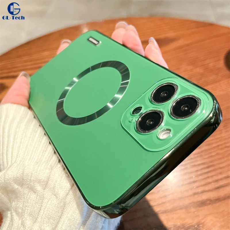 

Luxury Plating Soft Bumper Hard PC Back Shockproof Phone Case for iPhone 14 13 12 11 Pro Max Magsafe Magnetic Wireless Charging