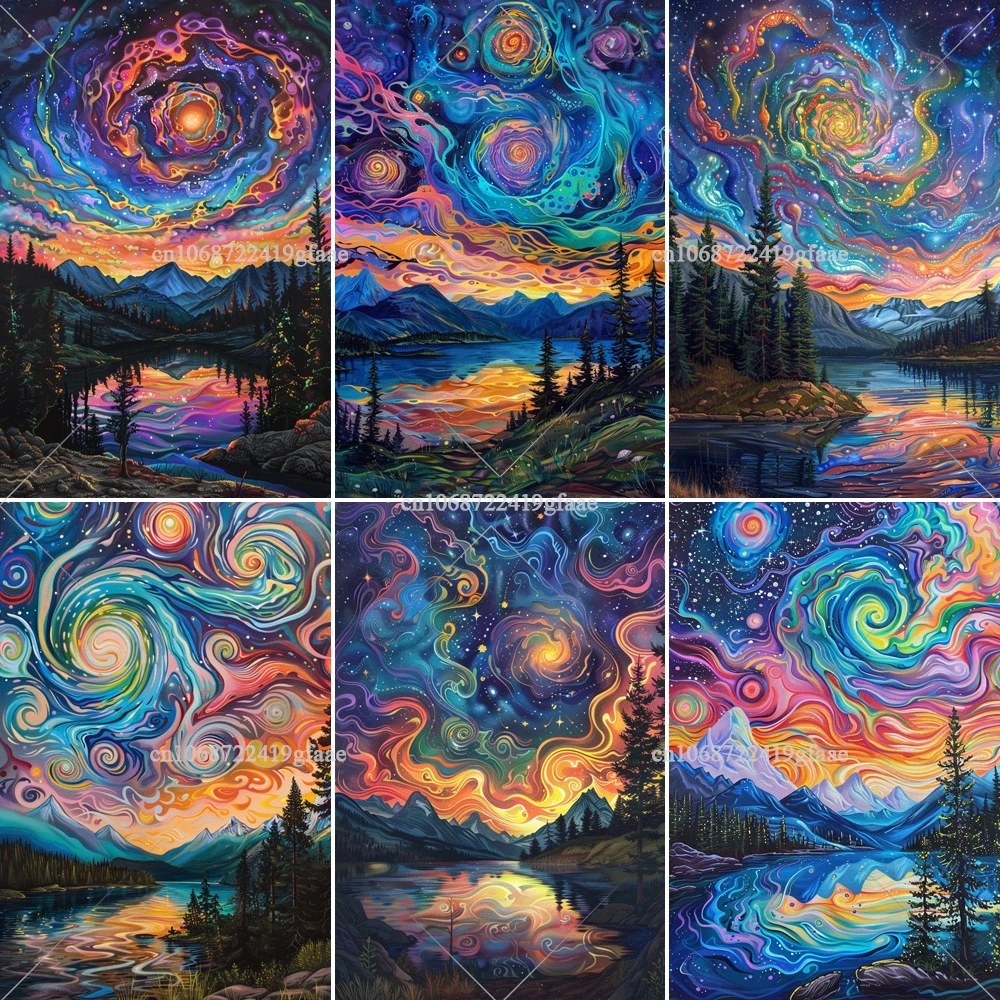 Galaxy 5D DIY алмазная живопись пейзажные наборы полная квадратная круглая гора
