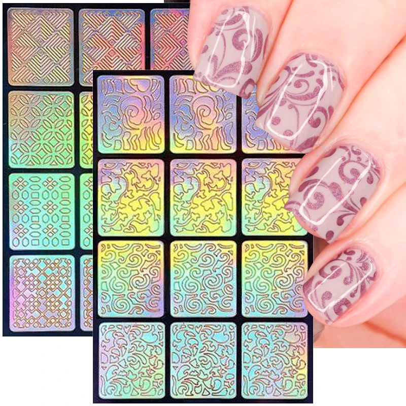 

Laser Hollow Out Nail Guide Template Sticker DIY Airbrush Stencils Nail Stickers Printing Template Stencil Tool Nail Stencil Kit