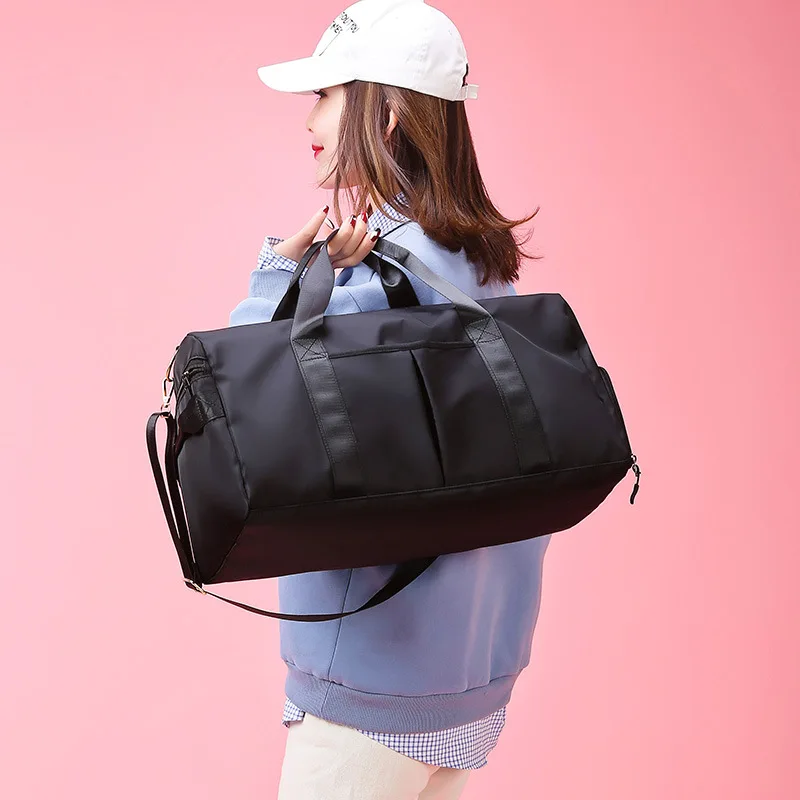 Ladies with Logo Large Capacity Gym Bag Beach Outdoor Yoga Sports Bag Multifunctional Handheld Travel Luggage Bag Shoulder Bag