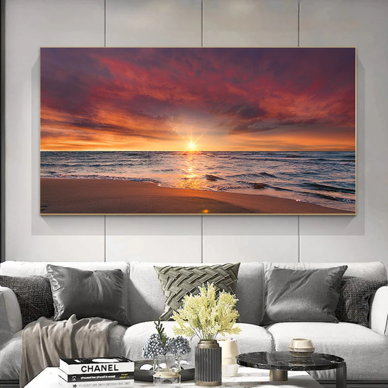 Природный пейзаж HD картины на холсте настенное Искусство волны закат морской