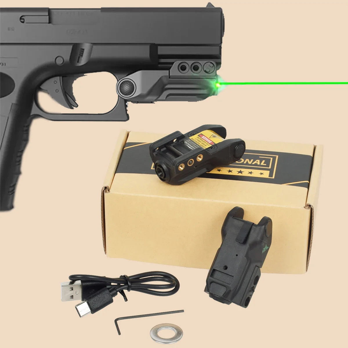 

Compact USB Rechargeable LS-L9 Green Laser Pointer Sight For Self Defense Weapons Glock 17 19 CZ 75 With 20mm Picatinny Rail