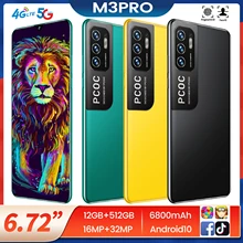 2021 M3 Pro 6.72 Inch Android Smartphone 6800mAh Unlock Global Version 4/5G Android 10 16MP+32MP  Moblie Phones Celular