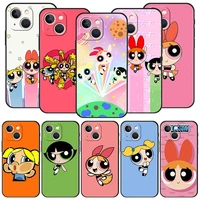 powerpuff girls cute luxury phone case for iphone 13 12 11 pro max mini 7 8 plus soft shell for iphone x xr xs max se 2022 cover