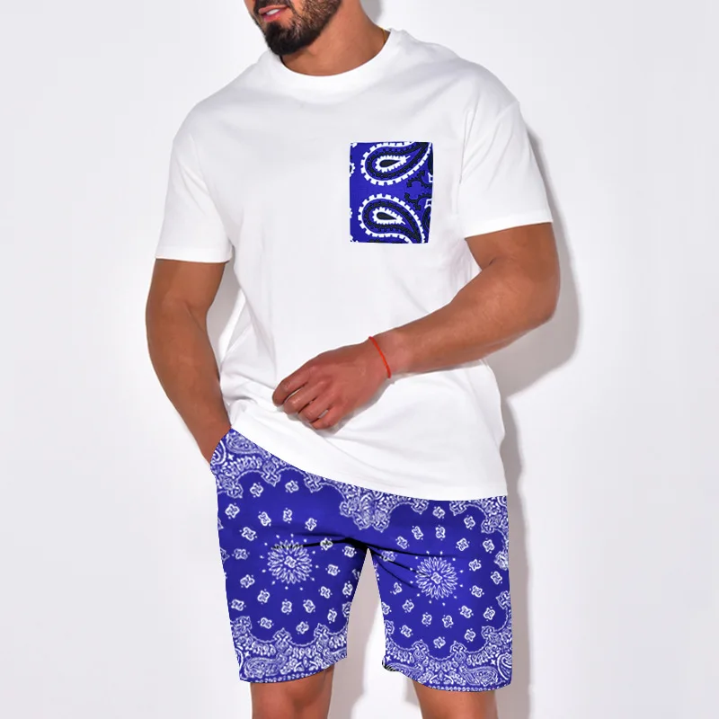 2023 Men's Casual Suit Paisley Printed Popular Short-Sleeved Shorts Two-Piece Suit Designer Clothes Hawaiian Sets