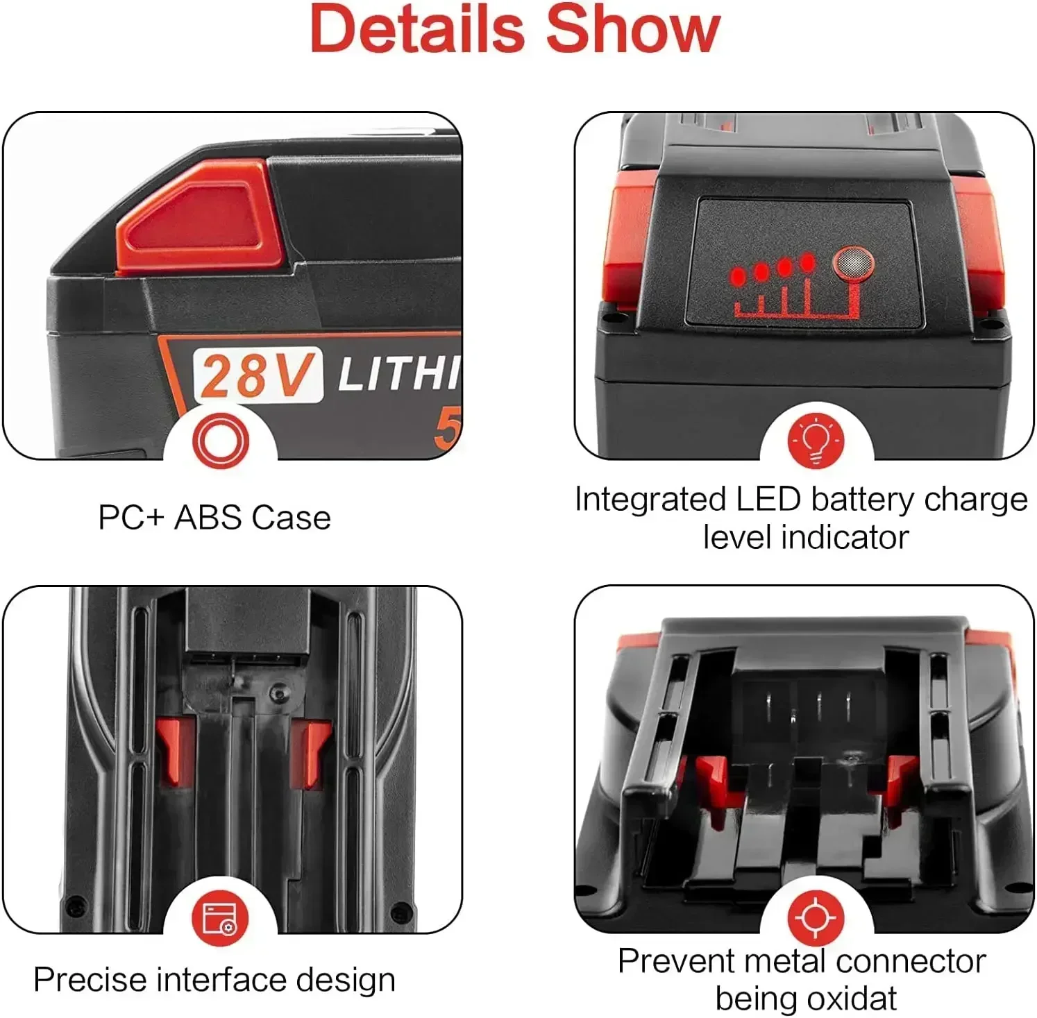 Фото Литий-ионный аккумулятор 28 В, 6 Ач для MILWAUKEE M28 V28 M28BX M28B 48-59-2819 0730-20, электроинструмент 48-11-2830 Вт/светодиодный манометр №3