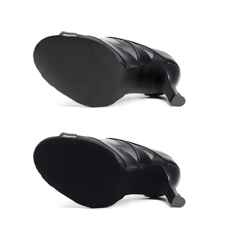 Latin Dance Cha Cha Tango Dance Shoes New Black High-Heeled Dance Shoes Indoor And Outdoor Customizable Large Size