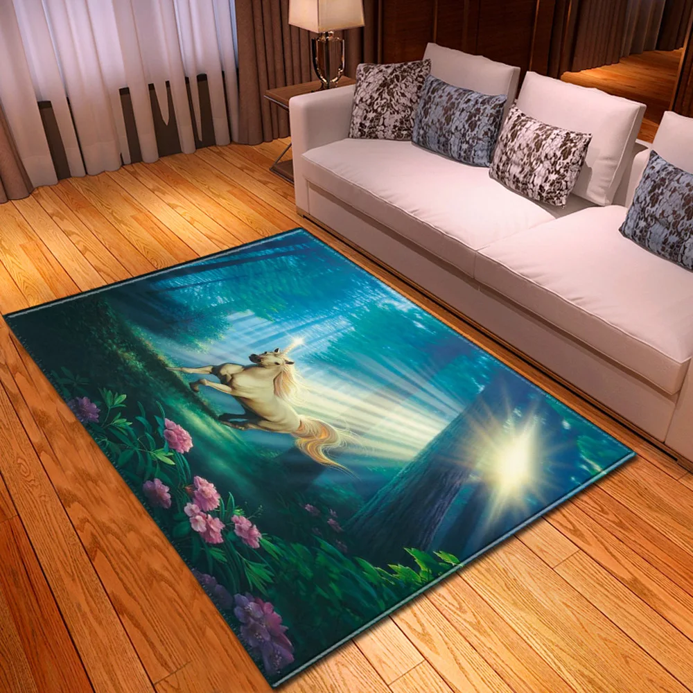 Мультяшные ковры с рисунком единорога для гостиной спальни декоративный ковер