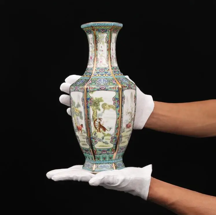 29CM Ceramic Vase Antique Collection Living Room Decoration Enamel Porcelain Home Furnishing Ornaments Housewarming Gift 1