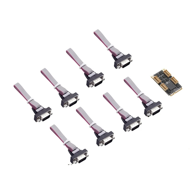 

R91A Mini PCI 8 Serial Ports Controller Card Mini PCI-E COM Card Mini PCIe DB9 RS232 Adapter 15 KV ESD Protection