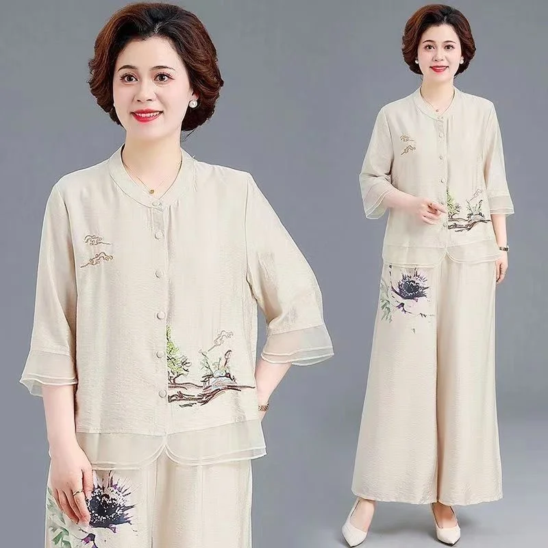 Новинка лета 2024 женская одежда из хлопка и конопли в стиле ретро комплект двух