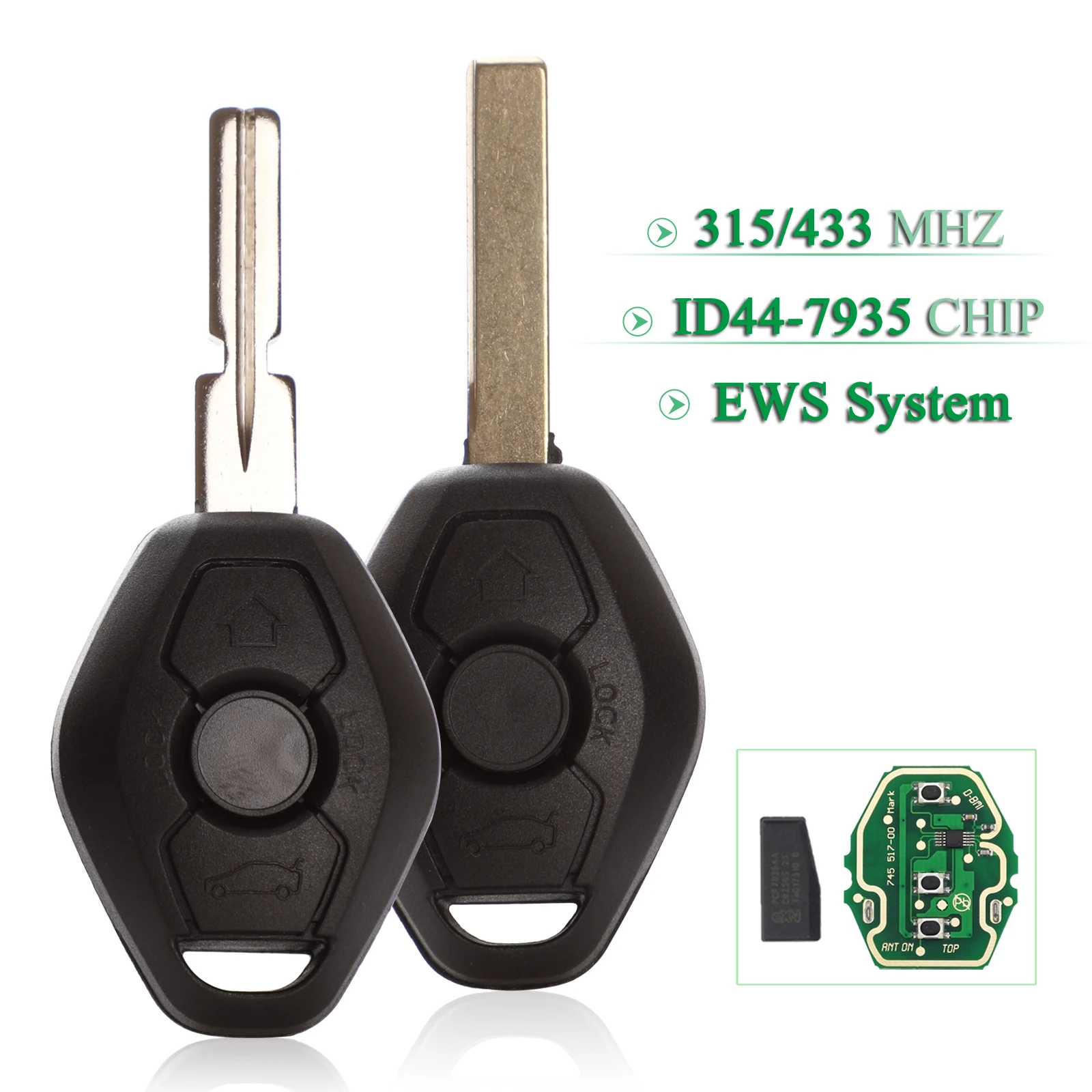 

jingyuqin 315/433Mhz ID44 Chip Remote Car Key EWS Sytem For BMW 1 3 5 7 Series E38 E39 E46 X3 X5 Z3 Z4 Fob HU58 HU92 Blade