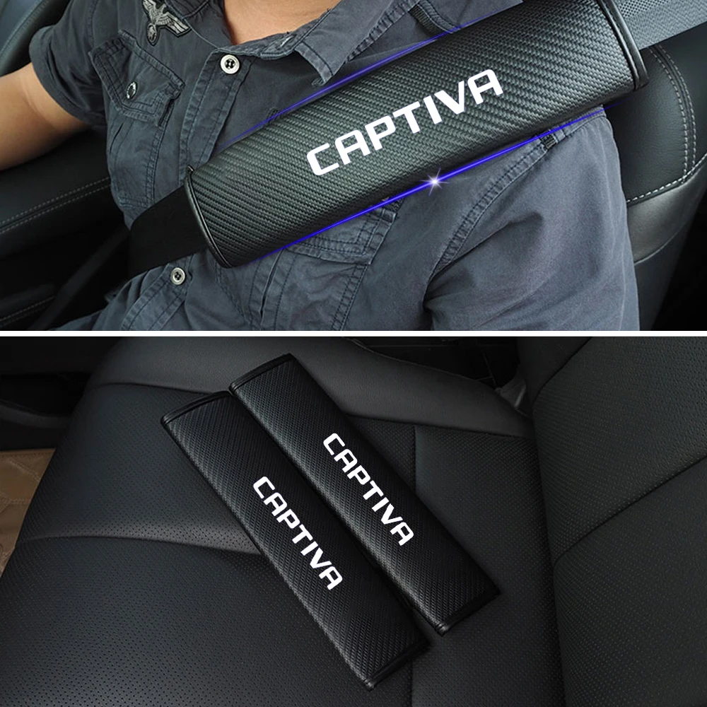 For Chevrolet CAPTIVA Car Safety Seat Belt Harness Shoulder Adjuster Pad Cover Carbon Fiber Protection Cover Car Styling 2pcs