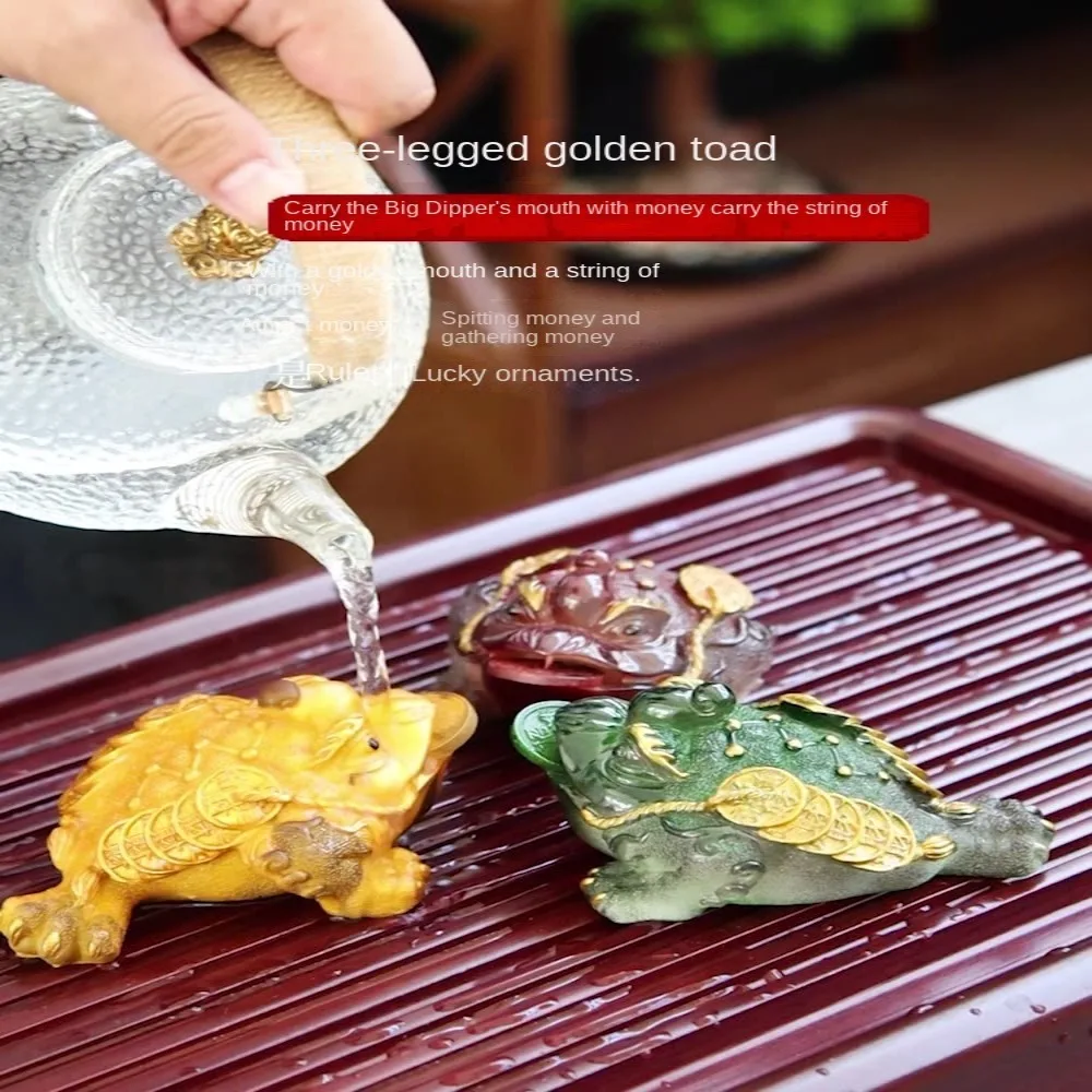 

Resin Golden Toad Tea Pet Cute Gold Red Color Changing Tea Pet Tea Tray Green Raise Golden Toad Tea Pet Ornaments