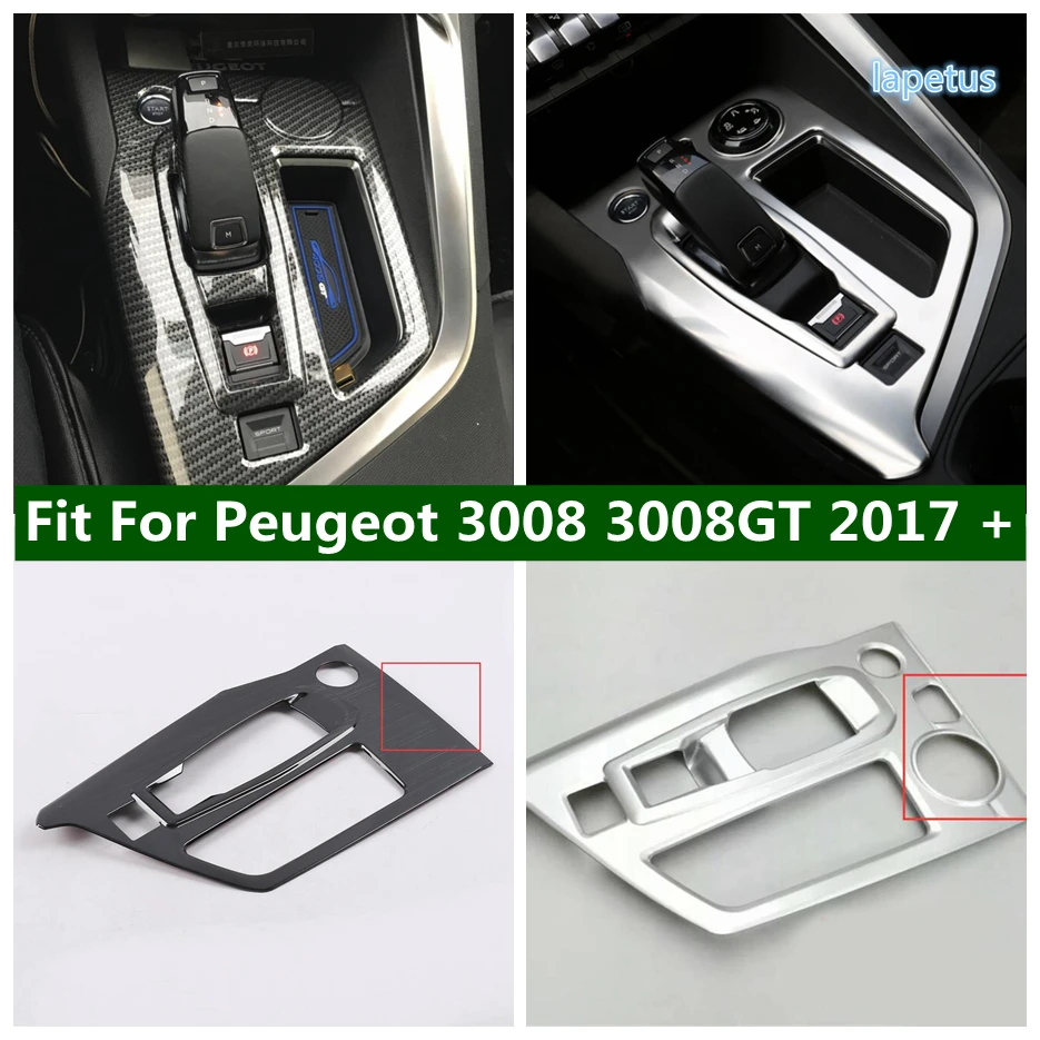 

Center Console Gear Shift Box Decor Panel Cover Trim For Peugeot 3008 3008GT 2017 - 2022Carbon Fiber / Silver / Accessories
