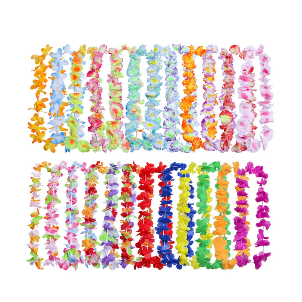 

50PCS Colorful Hawaiian Leis Necklace Flower Garland Tropical Luau Party Favors Beach Hula Costume Accessory (Assorted Color)