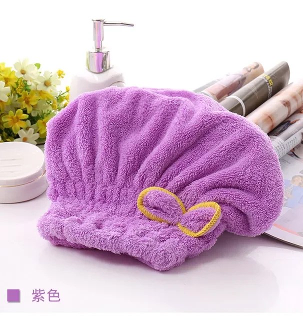 

New in Cap for Women Hair Cap Microfibre Quick Hair Drying Bath Spa Bowknot Wrap Towel Hat Cap For Bath Bathroom Accessories chr