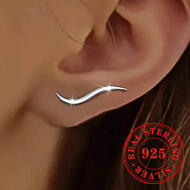 Huitan простые волнистые серьги-гвоздики из стерлингового серебра 925 пробы