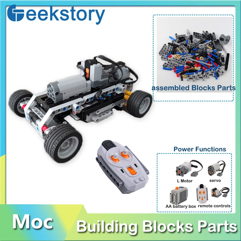 Two-wheel Drive Electric Remote-Controlled Vehicle Chassis Blocks Parts Matchable Power Function PF Bricks DIY Puzzle Toys Gift
