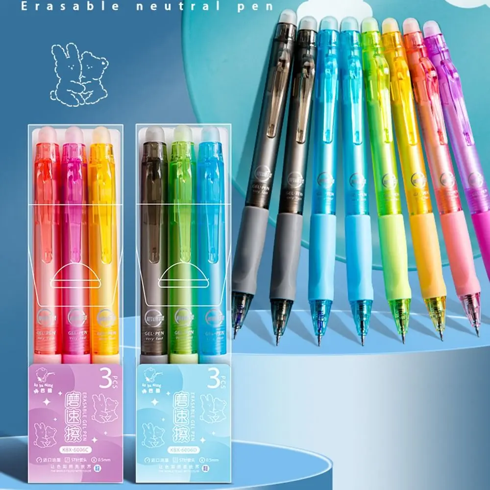 

3PCS/Set Cartoon Writing Tool Erasable Press Type BallPoint Pen Gel Pens Signature Pen Color Neutral Pen