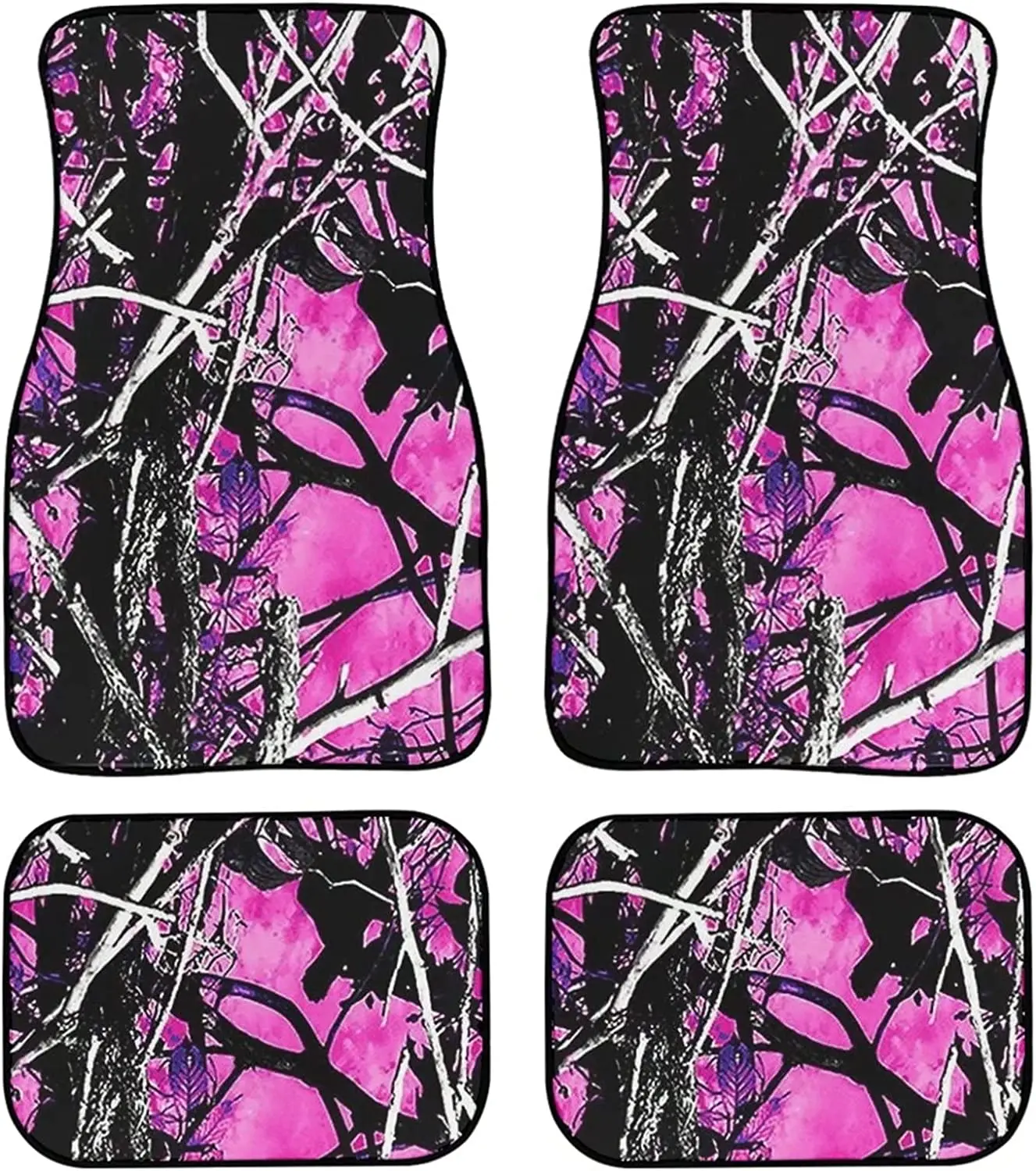 

Lightpink Forest Camo Floor Mat Car Carpet 4 Pieces SUV Trunk Accessories Anti-Slip Auto Car Front and Rear Liner Rug for Women