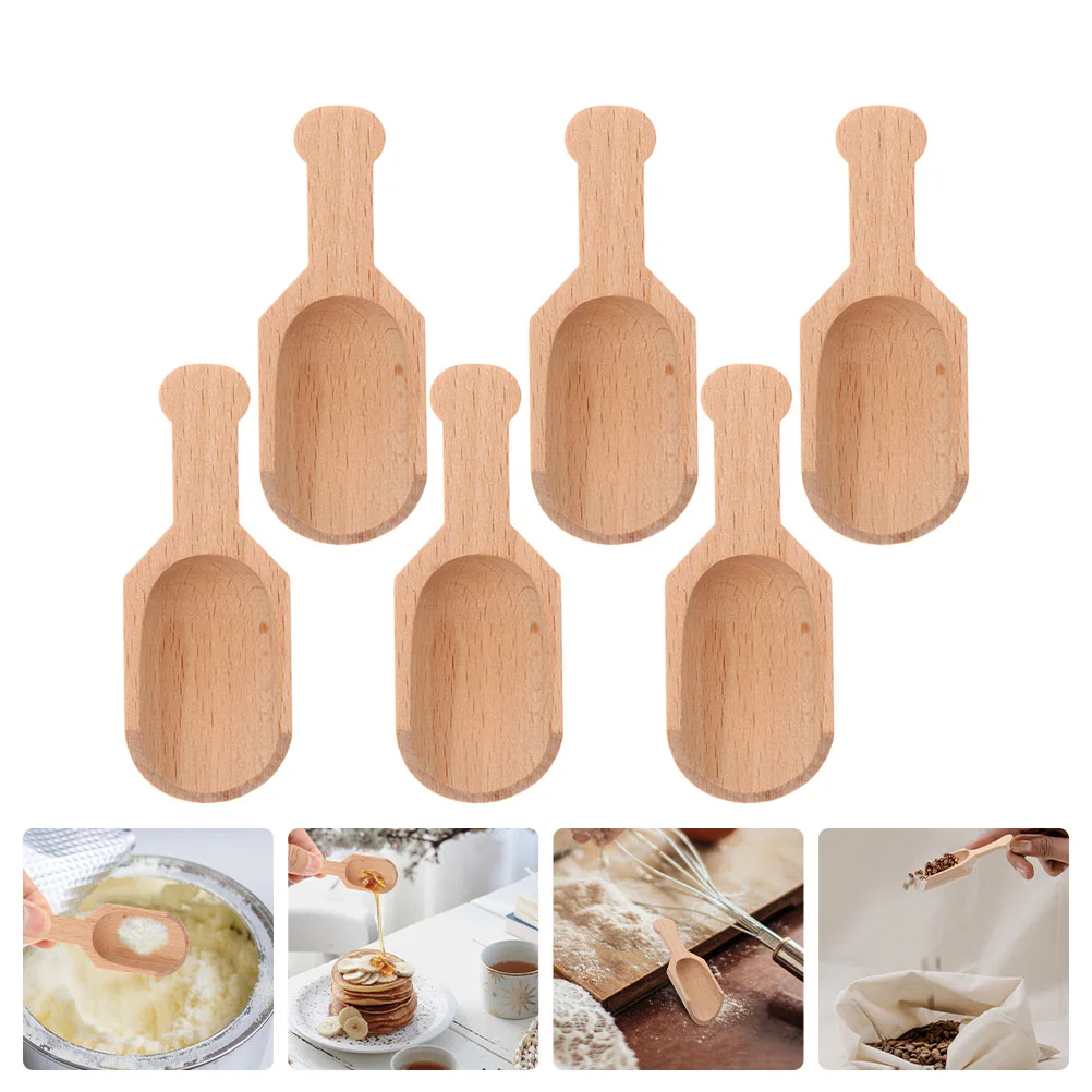 

6Pcs Household Kitchen Portable Bath Salt Scoop Wooden Scoop Wood Scoop Wooden Spoons for Tea Kitchen Salt Home