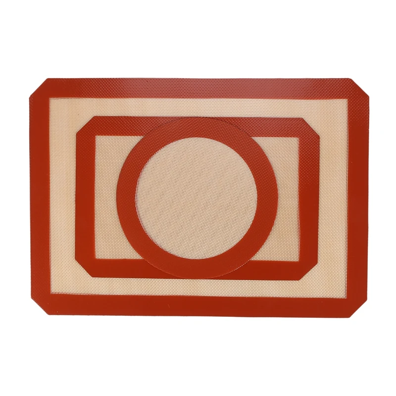 

Silicone Baking Mat Non Stick, 2 Half Sheet Mats + 1 Quarter Sheet Liner+ 1 Round Cake Pan Mat, Food Safe Silicone Liner