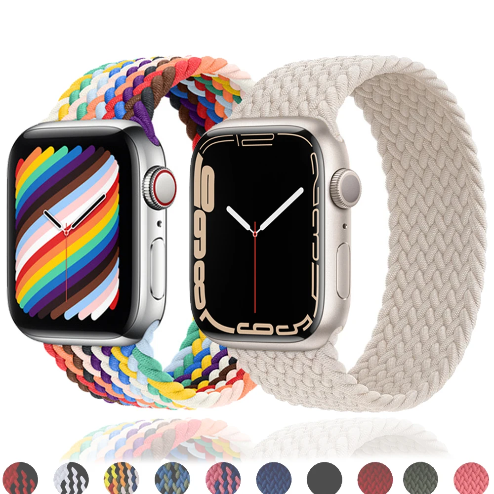 Strap For Apple Watch band 44mm 40mm 45mm 41mm 49mm 38mm 42mm Elastic braided solo loop bracelet iwatch series 7 se 3 6 8 ultra