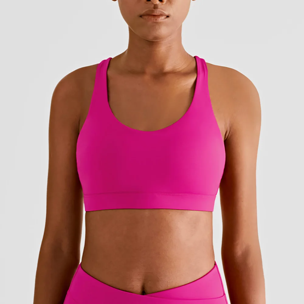 Fitness Yoga Bra Beauty V Back Gather Naked Feeling Sports Underwear U-neck Sexy Gym Push Up Running Bra Top Deportivo Mujer