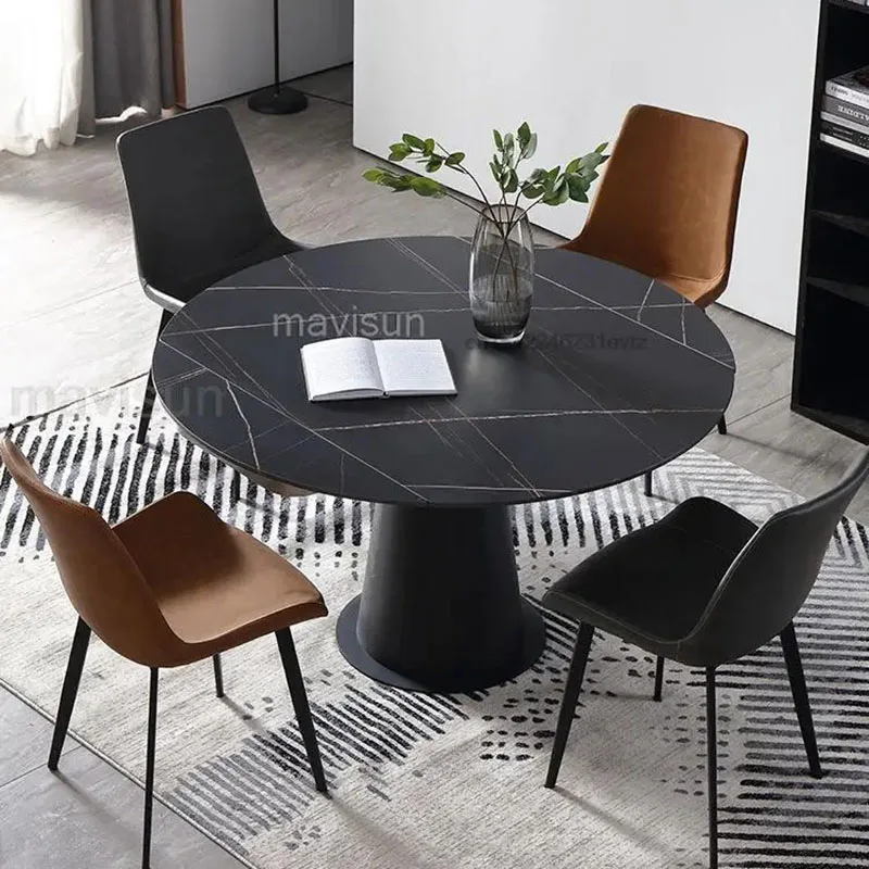 

Импортный итальянский круглый кухонный стол из натурального камня, современный простой обеденный стол для ресторана, мебель для стола