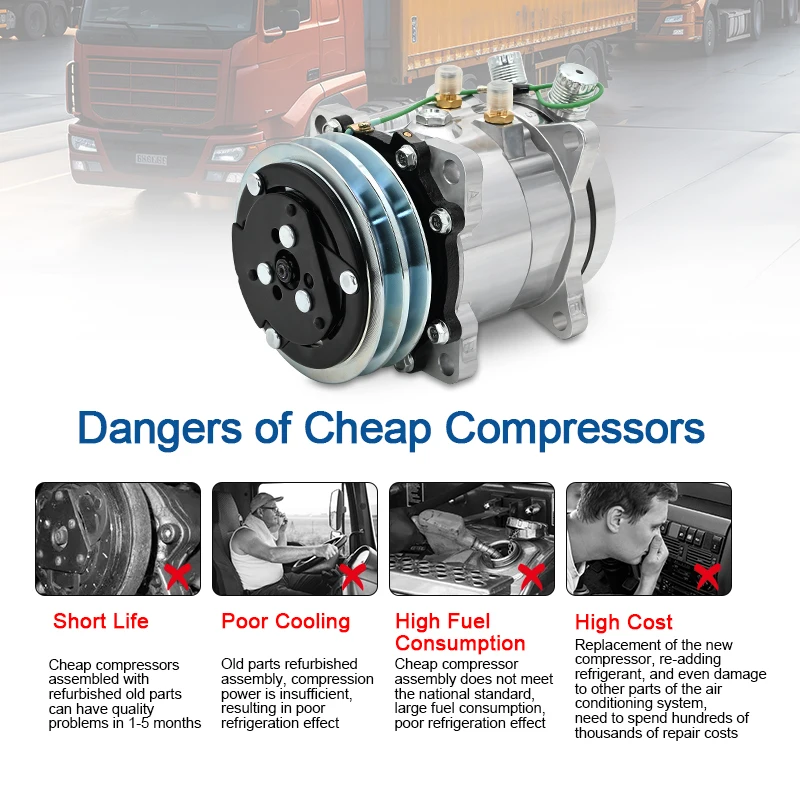Компрессор кондиционера serpentina 507 5H11 12В/24В полный из коррезины в V Трактор