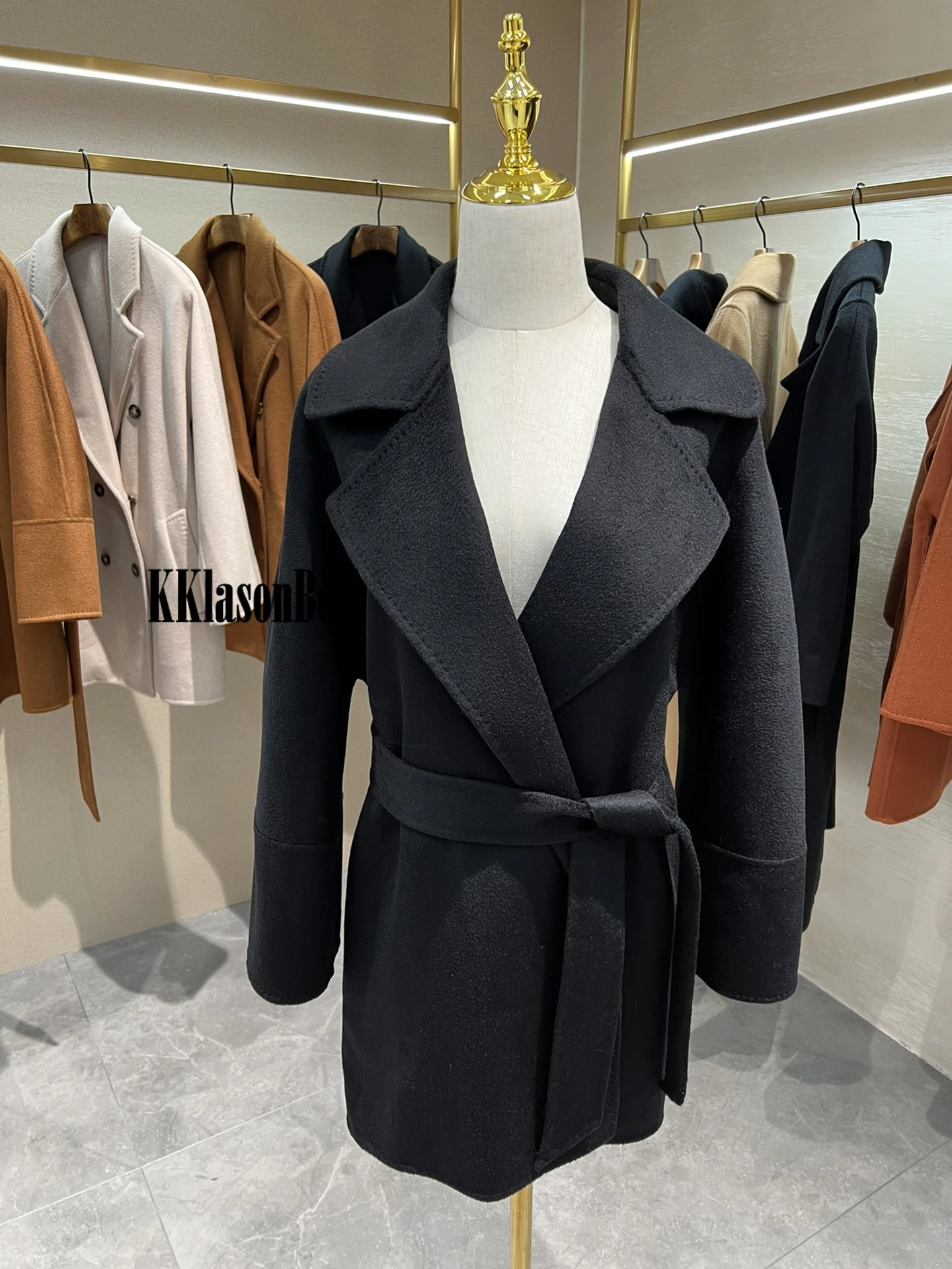 12 14 темпераментное кашемировое Женское пальто KKlasonBell с отложным воротником и