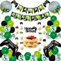 video game themed birthday party decorations game on birthday flags cake inserts handle balloons birthday decoration