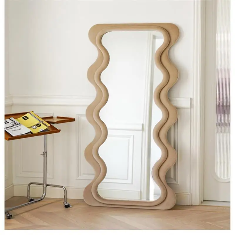 

Large Decorative Mirror Living Room Modern Wavy Irregular Long Cosmetic Full Body Mirror Floor Espejo Grande Decoration Home
