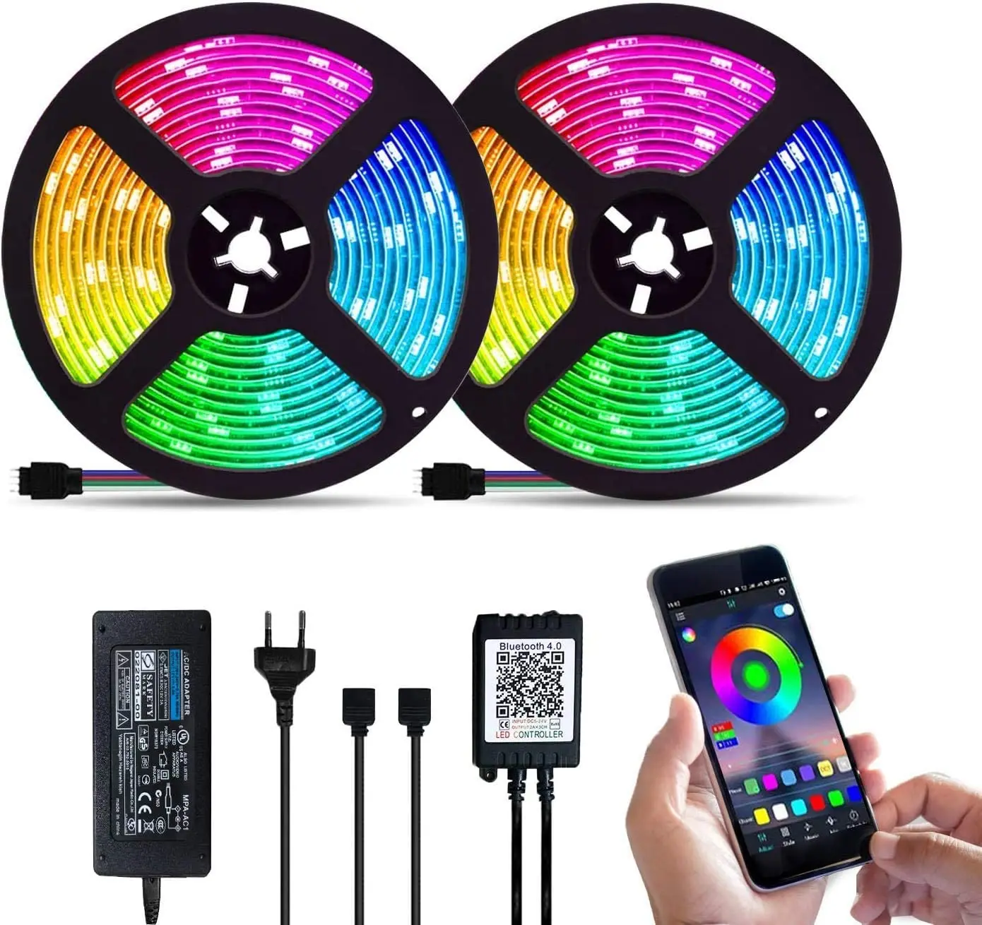 

Bluetooth Strip Lights Kit 32.8ft/10M 24V Color Changing LED Tape Lights with Remote APP Control Sync to Music Apply LED Strip